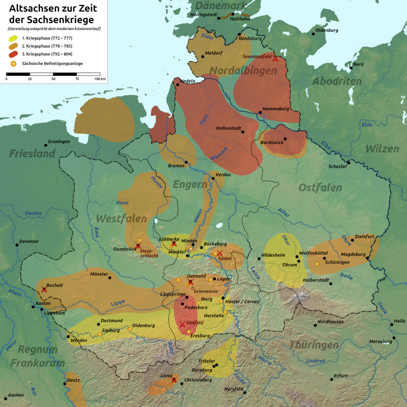 Karte der Sachsenkriege